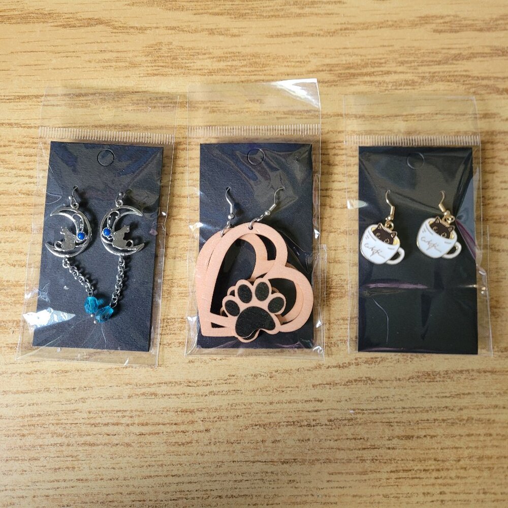 Set of 3 "Cat" Earrings